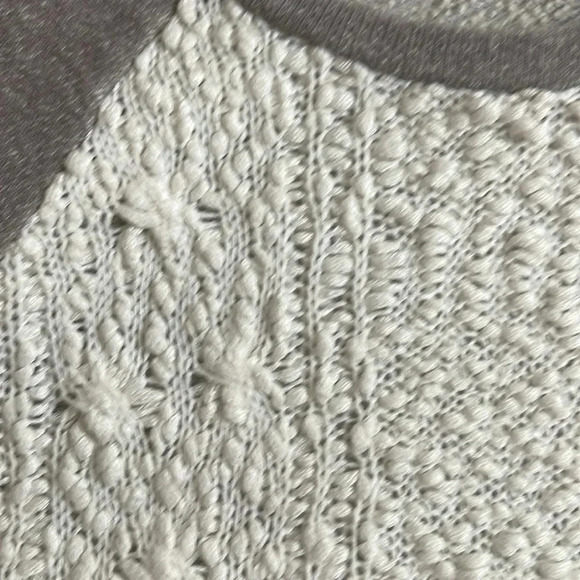 Lucky Brand Ivory Cable Knit 3/4 Sleeve Pullover Sweater - Size M - Picture 4 of 8